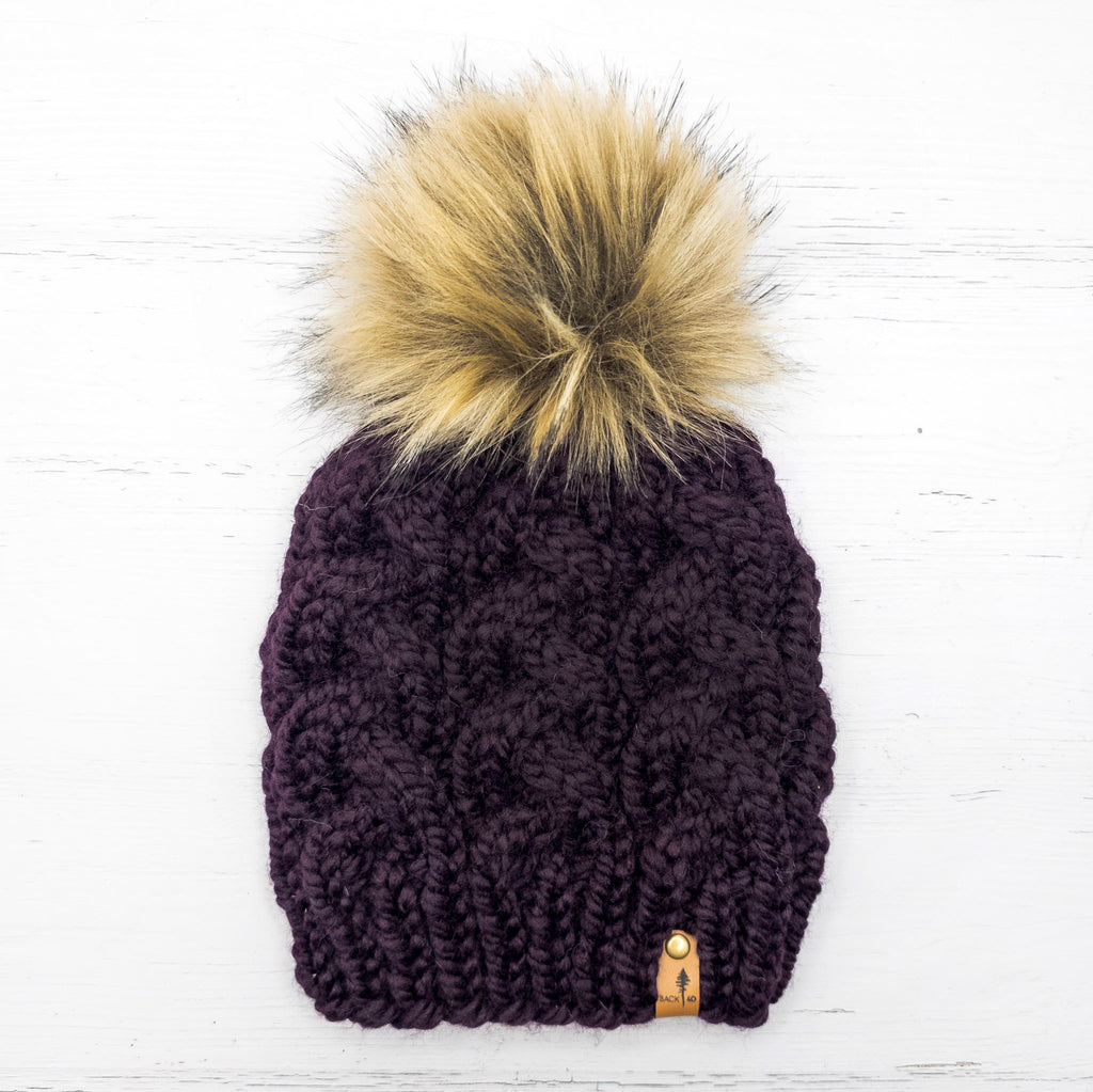 Classic Line Braided Cable Beanie (Eggplant) | Adult