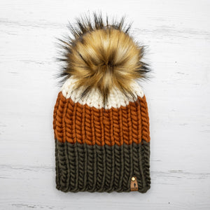 Luxe Line Nokhu Beanie (Olive/Cinnamon) | Adult