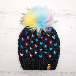 Luxe Line Mini Hearts Toque (Black/Sweet Emotion) | 3-9 years