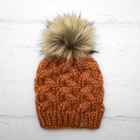 Luxe Line Braided Cable Beanie (Earthy Orange) | Adult