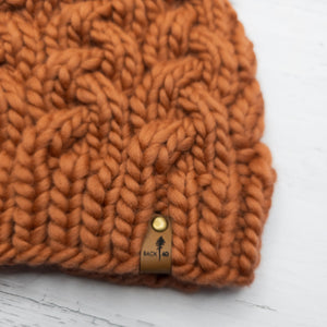 Luxe Line Braided Cable Beanie (Earthy Orange) | Adult