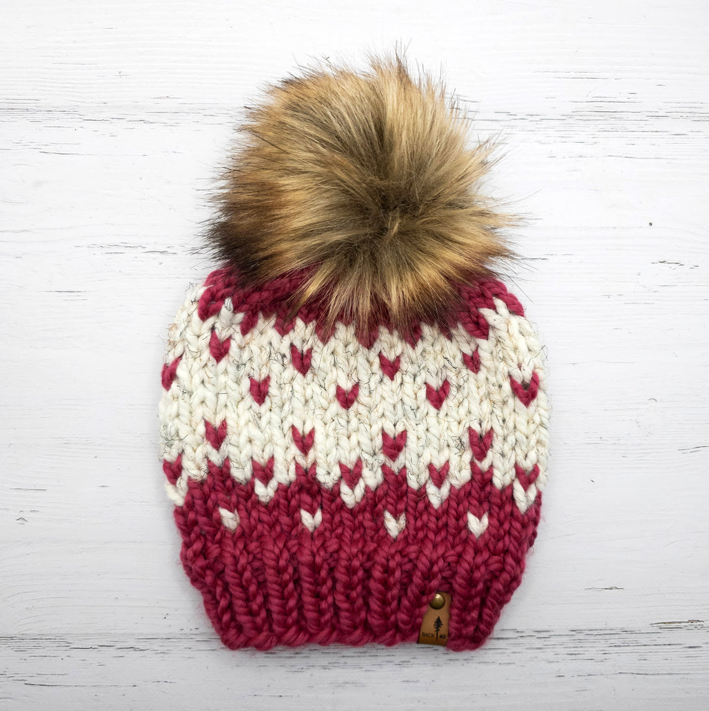 Winterfell Beanie (Raspberry/Wheat) | 3-9 Years