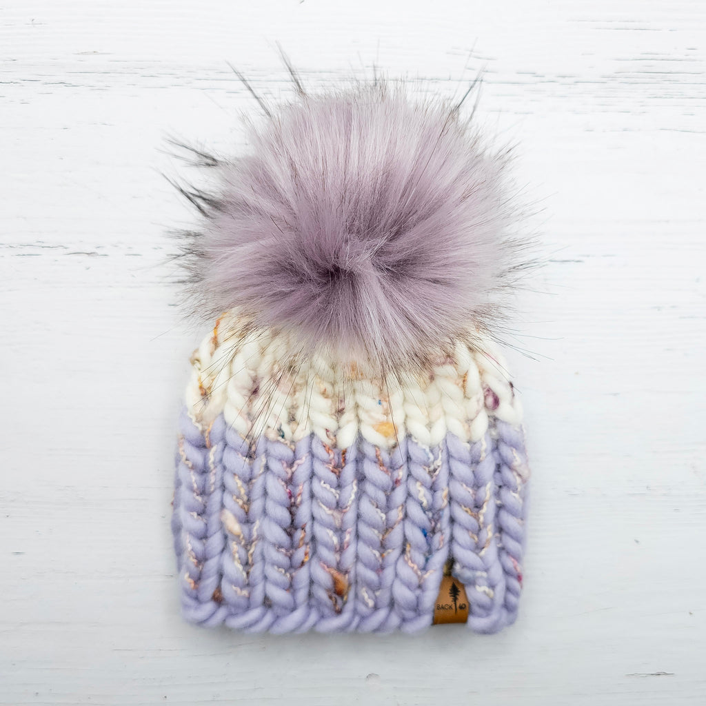 Luxe Line Baby Nokhu Beanie (Ivory & Lilac) | 0-3 Months