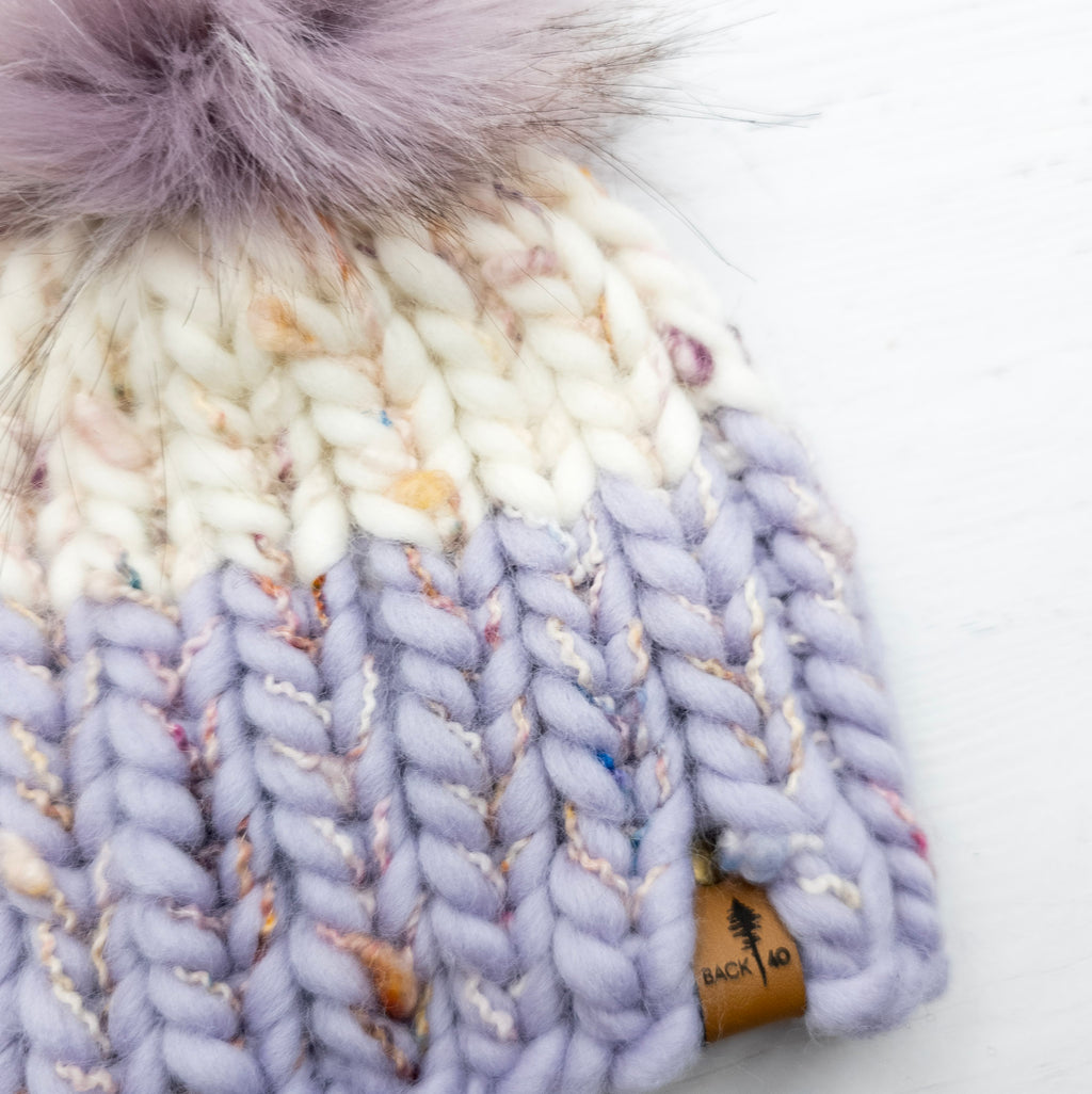 Luxe Line Baby Nokhu Beanie (Ivory & Lilac) | 0-3 Months