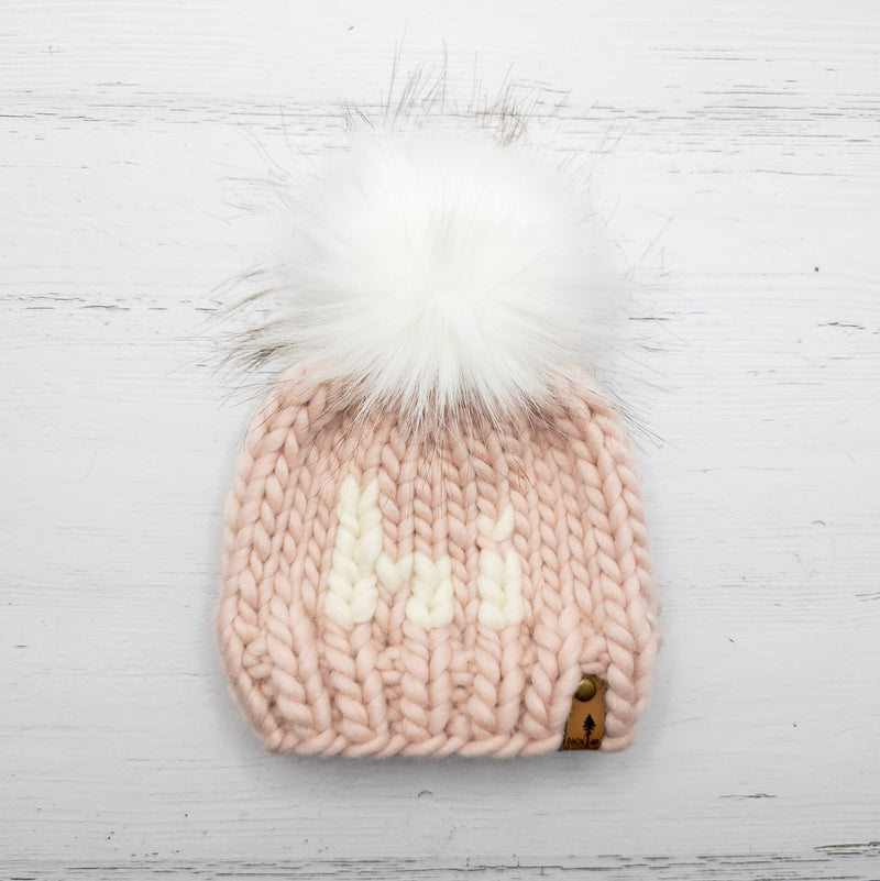 Luxe Line "Hi" Beanie (Blush) | 0-3 Months