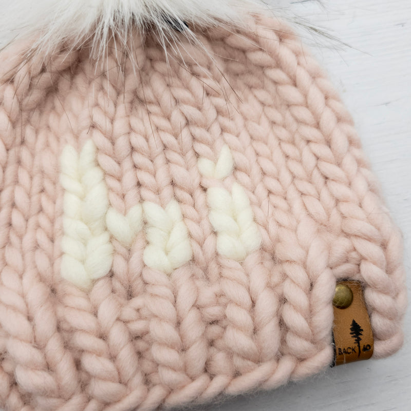 Luxe Line "Hi" Beanie (Blush) | 0-3 Months