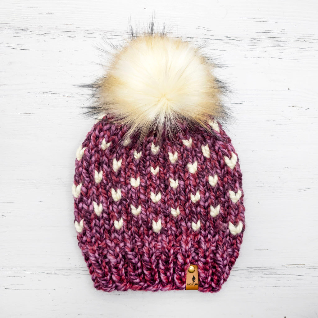 Mini Hearts Toque (Wildberry/Ivory) | 3-9 Years