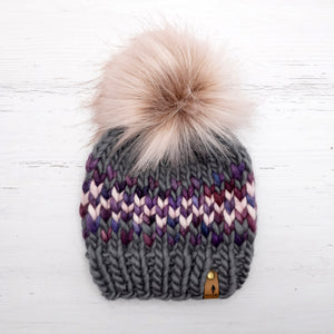 Luxe Line Cascadia Toque (Grey/Pink) | 3-6 Months