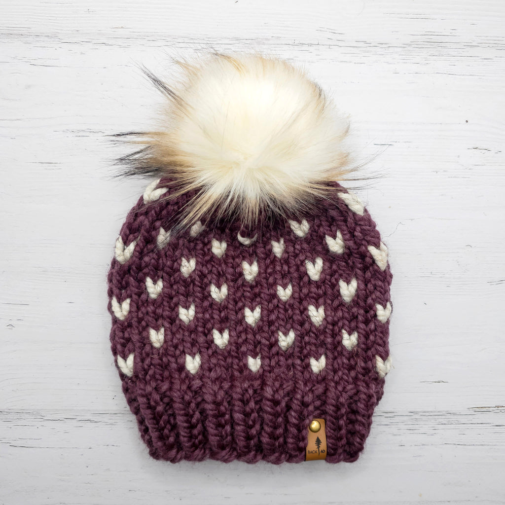 Mini Hearts Toque (Fig/Ivory) | 3-9 Years