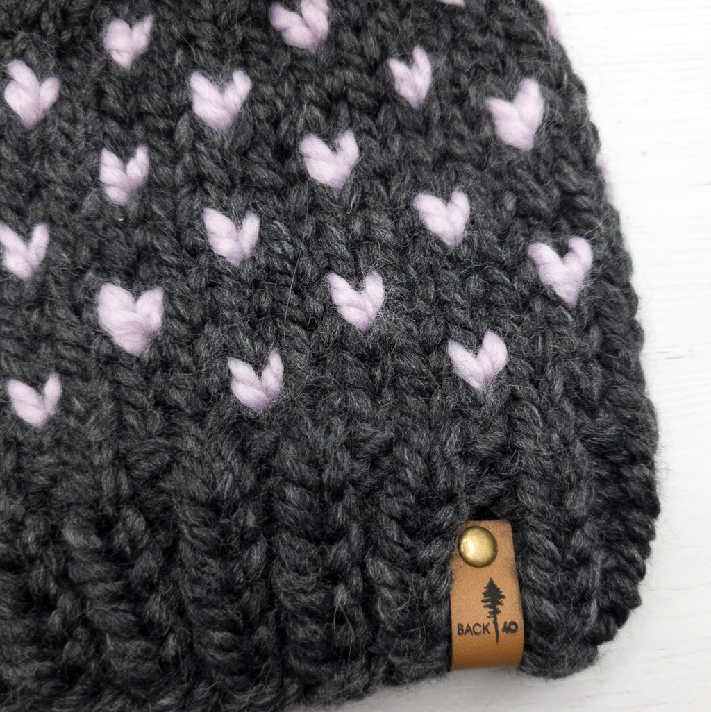 Mini Hearts Toque (Charcoal/Fairy) | 6-12 Months