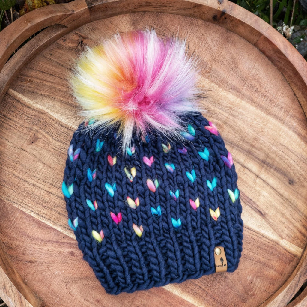 Luxe Line Mini Hearts Toque (Navy/Sweet Emotion) | 1-3 Years